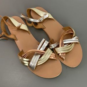 ANCIENT GREEK METALLIC 2 tone ankle strap sandals